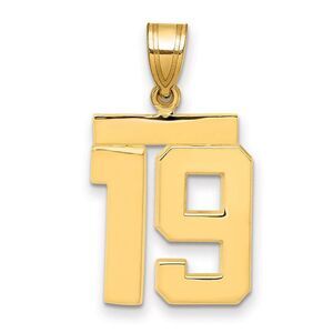 14k Yellow Gold, Athletic Collection Medium Polished Number 19 Pendant